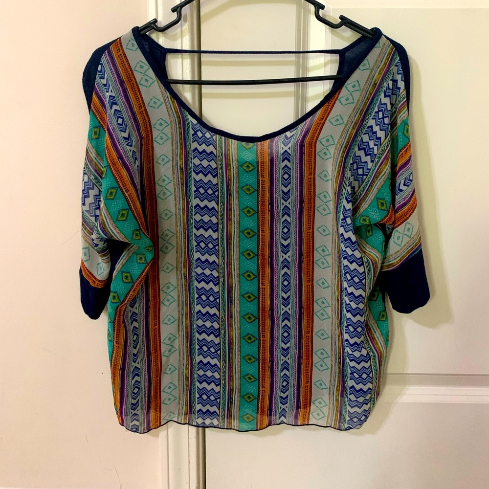 Open back multicolor top & mid sleeves from Rue21